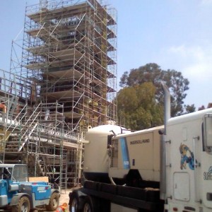 Sandblasting a 70' Clocktower at East LA College